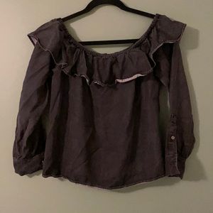 7 for all mankind denim off the shoulder blouse